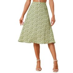 This A-line skirt has fit and flared hem, hidden side zipper and pocket. Gauzy woven fabric is dressed up with an abstract white floral print, shapes this whimsical skirt that falls from a natural waist into a twirly midi skirt creates a flattering, tailored fit. Easily teamed with a tucked-in blouse and high heels for a polished look. Occasion: Vacation, Party, etc. Please check your measurements to make sure the item fits before ordering. Measurement (in inches) International Size-----Waist Gi A Line Midi Skirt, High Waist Skirts, Skirt High Waist, Polished Look, A Line Skirts, High Waisted Skirt, Midi Skirt, Womens Skirt, Floral Print