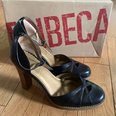 Tribeca By Kenneth Cole Black Ankle Strap Heels. Never Worn. Size 7.5 Medium. Very Cute With Front Cutout Detail. Retro Ankle-high Leather Heels, Black Ankle Strap Heels, Kenneth Cole Shoes, Pop Rock, Ankle Strap Heels, Strap Heels, Kenneth Cole, Shoes Women Heels, Ankle Strap