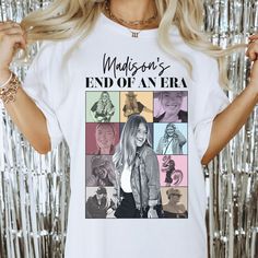 T-Shirt for an Era's Bachelorette theme with personalized photos of the bride Bachelorette Party Theme, Themed Shirts, Taylor Swift Eras, Bachelorette Party Themes