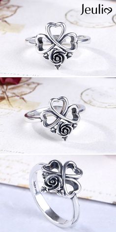 Vintage Flowering of The Heart Ring At Jeulia. ❤ 100% Handcrafted. With Over 2,000 Rings, We Can Find The Perfect One For You. These Rings Deserve To Be On Your Wish List! #JeuliaJewelry Elegant Open Flower Ring For Valentine's Day, Elegant Flower Rings For Valentine's Day, Elegant Flower Open Ring For Valentine's Day, Elegant Silver Flower Ring For Valentine's Day, Elegant Flower Ring For Valentine's Day, Valentine's Day Silver Flower Rings, Flower Shaped Wedding Rings For Valentine's Day, Ring Trends, Trendy Wedding