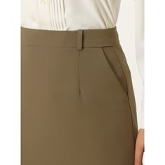 This women's pencil skirt is a stylish and versatile piece of clothing available, designed to flatter every woman's figure with its high waist and sleek silhouette. Crafted with great attention to detail, this skirt is made from a better fabric blend, consisting of a combination of polyester and spandex. The added stretch in the fabric ensures a comfortable fit while still maintaining its shape. The skirt sits comfortably at the natural waistline, accentuating the waist. Elegant Solid Mini Skirt With Pockets, Office High Waist Solid Color Mini Skirt, Elegant Workwear Skirt Solid Color, Elegant Workwear Solid Color Skirt, Elegant Workwear Skirt In Solid Color, Chic Solid Color Mini Pencil Skirt, Chic Mini Pencil Skirt Solid Color, Elegant Solid Color Workwear Skirt, Elegant Solid Color Mini Skirt