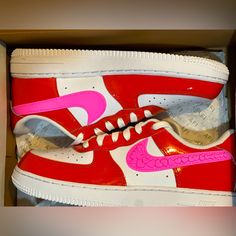 Brand New Never Worn Pair Of Valentine’s Day Sneakers! Fast Shipping! Air Force 1 Valentines Day, Heart Sneakers, Girl Sneakers, Girls Sneakers, Kids Nike, Nike Air Force 1, Air Force 1, Pink Heart, Nike Air Force