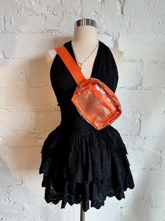 Clear Belt Bag Summer Crossbody Belt Bag With Removable Pouch, Trendy Summer Belt Bag Shaped As Shoulder Bag, Trendy Shoulder Belt Bag For Summer, Trendy Shoulder Bag For Summer, Trendy Summer Shoulder Belt Bag, Summer School Pouch Bag, Summer Crossbody Belt Bag For Daily Use, Trendy Orange Pouch Bag, Orange Pouch Shoulder Bag For School