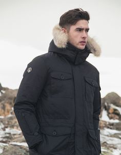 The Eldridge from the Men’s Saga Collection by Triple F.A.T Goose.  Made with premium fur and down that guarantees to keep you warm all holiday season. Mens Parka Jacket, Long Winter Jacket, Coyote Fur, Mens Parka, Winter Outerwear, Long Winter, Down Parka, Parka Jacket, The Men