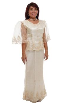 Classic Details, 100% Authentic Fabric, Handcrafted by Filipino Barong Weavers, Super High Quality  & Affordable  This is the ultimate Filipiniana named after Mary. This is popular for weddings, parties and events. Any Filipina woman would love this Filipiniana dress and you can easily partner this style with any of our barong Tagalogs. Made from 100% Fabric Premium Quality Guarantee: BarongWorld is a quality seller of Barong Tagalog, we want you to get a good quality, 100% brand new, and good experience with our products. This is why we HANDMADE Love your products in detail to ensure that you are satisfied. Sending us your measurements: Please measure yourself in inches using a tape measure and message it to us. AFTER PLACING THE ORDER. REQUIRED: DUE DATE, HEIGHT, SHOULDER, CHEST, SLEEVE Elegant Festive Gown For Ceremonies, Elegant Festive Ceremony Gown, Short Sleeve Dresses For Celebrations, Cream Lace Fitted Sets, Elegant Short Sleeve Dresses For Celebration, Fitted Cream Lace Sets, Traditional Short Sleeve Wedding Dress, Formal Festive Gown With Short Sleeves, Festive Formal Gown With Short Sleeves