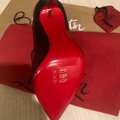 Never Worn, Brand New, Still In Box, Black Leather, Red Bottoms Designer Heels With Red Sole For Evening, Luxury Calf Leather Heels With Red Sole, Business Heels With Red Sole In Calf Leather, Visual Archive, Women High Heels, Heels Classy, Christian Louboutin Women, Red Bottoms, Baddie Hairstyles