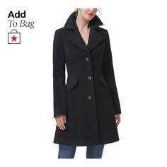 in stock Black Coat, Wool Blend, In Store, Pick Up, Buy Online, Walking, Wool, Free Shipping, Black