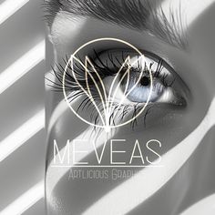 the logo for meveas, an articious graphics company that uses eyeliners