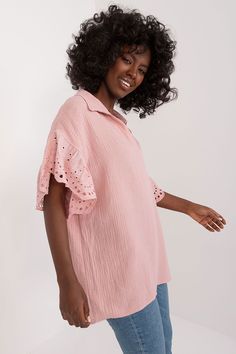 Elevate your summer wardrobe with our Sunshine Cotton Charm Top, the epitome of laid-back elegance and comfort. Crafted from luxurious cotton fabric, this blouse seamlessly blends simplicity with sophistication, making it an essential piece for everyday wear. Key Benefits: Effortless Style: Achieve a chic look effortlessly with our versatile solid-colored blouse. Comfortable Wear: Made from 100% smooth cotton, it offers a soft, luxurious feel against your skin, ensuring all-day comfort. Feminine Elegance: The heart-shaped neckline and collar add a delicate touch, accentuating your neckline and exuding feminine charm. Versatile Design: Pair it with jeans for a casual outing or dress it up with a skirt for a night out - this top complements any outfit. Breathable Fabric: Stay cool and comfor Chic Cotton V-neck Tunic, Cotton V-neck Top For Beach, Cotton V-neck Shirt For Day Out, Summer Cotton Tunic For Spring, Chic Oversized Cotton Blouse, Oversized Cotton Tunic For Summer, Feminine Short Sleeve Beach Tops, Feminine Short Sleeve Tops For Beach, Cotton Tunic With Relaxed Fit For Daywear