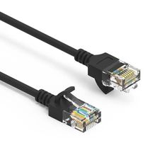 two black cat5e patch cables connected to each other