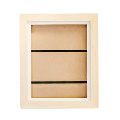 an empty wooden frame with two black lines in it on a white background, showing the bottom part of the box