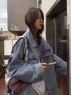 Size (CM) Dress Length Chest Sleeve S 68 124 54 M 70 128 56 L 72 132 58 Model is 168cm 49kg wears size L Edgy Streetwear Denim Jacket Affordable, Cheap Trendy Denim Jacket For Streetwear, Urban Style Women's Denim Jacket, Outfits With Oversized Jackets, Light Blue Denim Jeans Outfit, Oversized Denim Jacket Outfit Women, Oversized Jean Jacket Outfits, Blue Jacket Outfits, Oversized Jacket Outfit