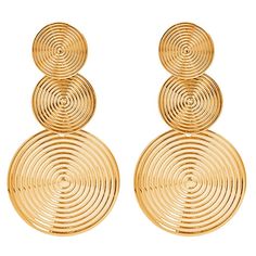 PRICES MAY VARY. This large disc drop earring with two different size metal discs. Carved design gives the disks that comprise these earrings a lightened look. The chic style, make these bohemian disc earrings very light and unique Gold Disc Metal Dangle Earrings Size: 10 cm * 6.2 cm. Weight: 13.3 g.14k gold plated over brass. Color is pretty and not easy to fade. Carved design gives the disks that comprise these earrings a lightened look. These make the earring unique, and make you eye-catching Earring Unique, African Earrings, Gold Disc, Earring For Women, Carved Designs, Earrings Geometric, Disc Earrings, Drop Earring, Metal Earrings