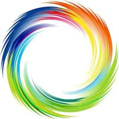 an abstract rainbow colored circle on a white background