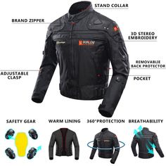 1.All Season Motorcycle Jacket,Abrasion Resistant And Windproof 600 Denier Polyester High Performance Fabric,Lining Adopt Elasticity Polyester Mesh Fabric,Rugged And Comfortable To The Touch To Keep You Warm During Winter,Cool During Summer. 2.Motorcycle Riding Jacket Contains Removable Warmth Cotton Liner,You Can Wear In Cold Or Warm Weather.Removable 4 Pieces Ce Protectors On The Shoulders,Elbows,Removable 1 Pieces Eva Protectors On The Back,Helps Protect You From Falls As You Ride While Ensur Moto Clothes, Motorbike Riding, All 4 Seasons, Winter Cool, Motorbike Jackets, Riding Jacket, Jeep Cj, Motorcycle Riding, Performance Fabric