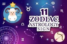 zodiac astrology signs and symbols on a purple background