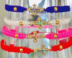 "Baby Cross Bracelet, Cute Cross bracelet for Newborn, Baby, Toddler and small kids with gold-filled cross charm so you can get it wet. The cute bracelet Comes in a beautiful package ready for gift giving or keeping with a sweet and meaningful blessing for you and loved ones that reads, \"𝙈𝙖𝙮 𝙮𝙤𝙪 𝙗𝙚 𝙋𝙧𝙤𝙩𝙚𝙘𝙩𝙚𝙙, 𝙃𝙖𝙥𝙥𝙮, 𝙃𝙚𝙖𝙡𝙩𝙝𝙮 𝙖𝙣𝙙 𝙒𝙚𝙖𝙡𝙩𝙝𝙮\". 𝗖𝗼𝗹𝗼𝗿𝗳𝘂𝗹 𝗯𝗿𝗮𝗰𝗲𝗹𝗲𝘁𝘀 https://etsy.me/3JGnTXt 𝗕𝗮𝗯𝘆 𝗷𝗲𝘄𝗲𝗹𝗿𝘆 https://etsy.me/32ckjAu 𝗠𝗼𝗿𝗲 𝗰 Adjustable Hypoallergenic Gold Rosary Bracelet, Hypoallergenic Gold Rosary Bracelet For Gift, Hypoallergenic Gold Rosary Bracelet As Gift, Adjustable Pink Jewelry For Baptism, Adjustable Cross Bracelets For Baptism, Gold Cross Bracelet For Baptism, Gold Handmade Cross Rosary Bracelet, Spiritual Cross Bracelets For Baptism, Adjustable Pink Cross Bracelet