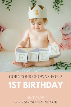 first birthday crown girl