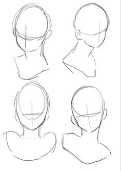 how to draw the head and shoulders of a woman in different positions, from front to back