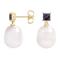 Gigi Lab Alexandrite and Baroque Cultured Pearl Earrings - Brilliant Earth Romantic Look, Brilliant Earth, A Princess, Princess Cut, Sterling Silver Jewelry, Silver Jewelry, Lab, Pearl Earrings, Yellow Gold