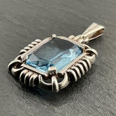 Vintage Blue Cubic Zirconia Sterling Silver Pendant Necklace, Pendant Length 35.2mm, Width 20mm, Max Depth 6.2mm, Weight 4.32 Grams, Lovely Condition. Choose Your Sterling Silver Necklace; Available From 40-60cm, Secure Spring Ring Clasp, Stamped 925, Link Width 0.6mm. Blue Engraved Pendant Jewelry, Blue Jewelry With Large Pendant For Anniversary, Blue Large Pendant Jewelry For Anniversary, Blue Rectangular Pendant Jewelry For Anniversary, Blue Rectangular Pendant Birthstone Jewelry, Blue Gemstone Jewelry With Rectangular Pendant, Sterling Silver Necklace Pendants, Silver Pendant Necklace, Sterling Silver Pendant