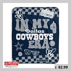 Add team spirit to your home with this Dallas Cowboys In My Era Fleece Blanket. It features a collage of Dallas Cowboys graphics to showcase your fandom and celebrate your current era. The soft, cozy fleece will keep you warm all season long. Dallas Cowboys Gear, In My Era, Cowboy Gear, Nfl Gear, Plush Throw Blankets, Shield Design, A Collage, National Football League, Team Names