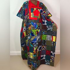 New Without Tags Handmade African Print Ankara Multicolor Patchwork Mixed Print Colorful Kaftan Maxi Dress Handmade 100% Cotton One Size Fits All Length 59” Multicolor V-neck Kaftan With Batik Print, Traditional Multicolor V-neck Kimono, Traditional Multicolor V-neck Maxi Dress, Multicolor V-neck Kaftan With Vibrant Print, V-neck Multicolor Vibrant Print Kaftan, Traditional Multicolor V-neck Dress, Multicolor Cotton V-neck Maxi Dress, Multicolor Cotton V-neck Kimono, Traditional Multicolor Maxi Dress For Festival