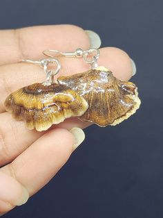 Embrace your inner mushroom mystique with one of these pairs of beautifully preserved dangle earrings! Each one has been hand-picked to best display the Turkey Tail mushrooms stunning and varied color patterns. These Turkey Tail mushrooms are sustainably foraged in our local woods, air-dried and preserved in UV resin to be enjoyed for a long time to come! Turkey Tail Mushrooms, Turkey Tail Mushroom, Turkey Tail, Mushroom Earrings, Uv Resin, Hand Picked, Color Patterns, Silver Fashion, Favorite Jewelry