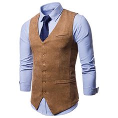 Material: Polyester,Polyurethane Sleeve Length: Sleeveless Collar: V Neck Style: Casual Season: Fall,Spring,Summer Package Contents: 1 x Vest Mens Sleeveless Jacket, Mens Vintage Vest, Khaki Vest, Formal Vest, Business Jacket, Waistcoat Men, Mens Suit Vest, Business Formal Dress, Gilet Costume