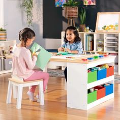 Kids Arts and Crafts Table and Chair Set Desk For Two Kids, Kids Craft Table, Arts And Crafts Table, Organization Playroom, Kids Art Table, Paint Cups, Kids Workspace, Crafts Table, Teacher Vibes