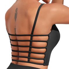 New! Amazon Longline Strappy Sports Bra Sexy Open Back Black Workout Crop Top New/Never Worn/Perfect Condition Measurements Are Approximate Great For Yoga, Pilates, Leisure, Work Out, Etc Strappy Gym Tops With Built-in Bra, Sporty Black Crop Top With Adjustable Straps, Black Stretch Sports Bra With Strappy Back, Black Adjustable Straps Crop Top For Gym, Black Adjustable Straps Crop Top For Workout, Black Gym Crop Top With Adjustable Straps, Black Workout Crop Top With Adjustable Straps, Black Crop Top With Adjustable Straps For Gym, Black Sports Bra With Strappy Back And Built-in Bra