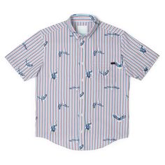 This soft & stretchy seersucker style button down is so light it could take flight off your back at any moment, and is so bold you can hear it screeching from a mile away. The pattern features majestic bald eagles swooping in between the distressed red, white & blue seersucker stripes. { "@context": "https://schema.org/", "@type": "Product", "name": "{{ product.title | escape }}", "image": "https://www.rsvlts.com/cdn/shop/files/rsvlts-short-sleeve-shirt-america-s-got-talon-stretch-seersucker-sho