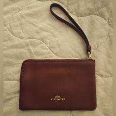 Brand New Burgundy Coach Wristlet With C Letter On The Back. Excellent Conditions. C Letter, Coach Wallet, Coach Wristlet, Wristlets, Coach Bags, Clutches, The Back, Bag Lady, Wallet