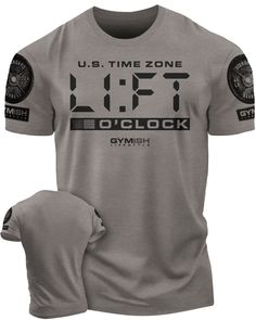 089. Lift O'Clock Motivational Workout T-Shirt Gym Shirt Design, Gym T Shirt Design, Fitness Shirt Design, Manly Fashion, Logo Fitness, Crossfit Shirts, Motivational Tshirt, Crossfit Clothes, Gym Apparel