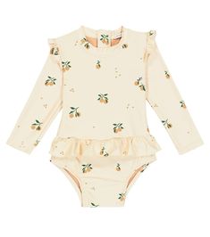 Liewood - Baby Sille printed swimsuit | Mytheresa Long Sleeve Upf 50+ Swimwear For Spring, Long Sleeve Swimwear With Upf 50+ For Spring, Long Sleeve Swimwear For Spring Pool Season, White Long Sleeve Bodysuit For Pool, Printed Long Sleeve Bodysuit For Beachwear, Printed Long Sleeve Beachwear Bodysuit, Printed Long Sleeve Beachwear Swimwear, Long Sleeve Printed Beachwear Swimwear, Dior Kids