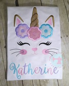 "This listing is perfect for your little one, great for a Caticorn themed birthday party or just for your little one to wear around the house. You will receive 1 Caticorn Birthday shirt w/ name. *Full Glitter Design: Will be (Horn, Flowers and Number) When placing your order please add the following to note to seller section: 1. Name 2. Shirt Size (sizes are as follows: 12m,18m,24m/2T, 3T, 4T, 5T, 4/5, 6X, 7/8, 10/12) 3. Short or long sleeve shirt 4. Shirt Color (If color isn't chosen we will us Cute Unicorn Print Birthday T-shirt, Pink Unicorn Print T-shirt For Birthday, Fun Unicorn Print Top For Birthday, Fun Unicorn Print Tops For Birthday, Caticorn Birthday Party, Birthday Party Items, Cat Unicorn, Unicorn Cat, Unicorn Shirt