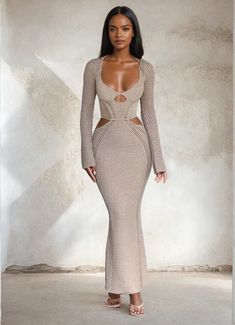 Knit Long Sleeve Bodycon Maxi Dress Long Sleeve Birthday Dress, Birthday Fit, Design Knit, Bodycon Maxi Dress, Fasion Outfits, Out Of Your Comfort Zone, High Fashion Outfits, Body Figure, Vacation Vibes