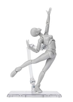 a white plastic figure holding a baseball bat on top of a clear base with its arm outstretched