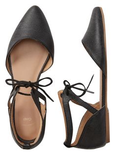 Lace-Up D'Orsay Flats | Gap Factory Fall Season Flat Heel Synthetic Heels, Spring Faux Leather Heels With Cushioned Footbed, Chic Heels With Textured Sole And Pointed Toe, Chic Pointed Toe Heels With Textured Sole, Pointed Toe Heels With Leather Footbed, Pointed Toe Heel Strap Sandals In Faux Leather, Medium Width Pointed Toe Heels With Leather Footbed, Pointed Toe Heels With Leather Footbed, Medium Width, Pointed Toe Synthetic Flats Medium Width