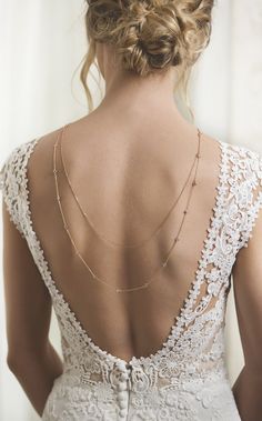 the back of a woman's wedding dress