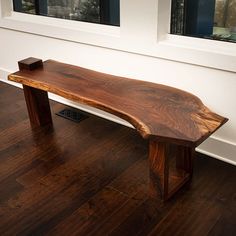 Live Edge Nakashima Style Walnut Bench (You will receive the item shown) Ciamillo Woodworks Sawmill Slabs Projects, Floating Live Edge Desk, Live Edge Wooden Bench, Live Edge Bar Stools, Live Edge Wood Projects, Wood Table Ideas, Walnut Wood Projects, Patina Modern, George Nakashima Furniture