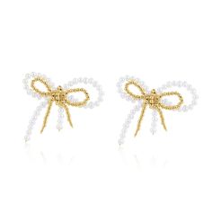 Elevate your style with the whimsical charm of COCOKIM's Starlight Series Bow Stud Earrings. These delightful earrings feature intricately crafted bow designs, exuding elegance and femininity. Perfect for adding a touch of playful sophistication to any outfit, these studs are a versatile accessory for any occasion. Metal: 14K Gold Filled Gemstone: Freshwater Pearl Width Diameter: 40mm High Diameter: 35mm Elegant White Jewelry With Decorative Bow, White Pearl Earrings With Bow For Party, White Jewelry With Decorative Bow For Evening, White Evening Jewelry With Decorative Bow, Butterfly Knot Drop Earrings For Party, Party Butterfly Knot Drop Earrings, White Bow Jewelry For Evening, White Jewelry With Decorative Bow For Gift, Party Jewelry With Decorative Bow In White