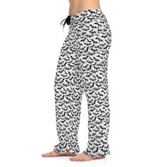 Goth Bats Women's Pajama Pants | Vampire Bat Lounge Pants | Floral Pj Bottoms | Gothic Bats Pajama Pants | Horror Aesthetic Goth Bats Pajama pants feature scratchy black bats on a white background. These pajama pants are made with 100% jersey knit fabric that feels extra cozy to slip into. The soft and stretchy fabric makes it perfect for sleeping or lounging around home drinking your favorite cozy beverage. Details: 100% polyester jersey knit fabric, along with the relaxed fit, makes for the ul Horror Aesthetic, Aesthetic Goth, Pj Bottoms, Mens Pajama Pants, Halloween Pajamas, Vampire Bat, Womens Pajamas Pants, Christmas Pajama Set, Cute Outfits For School