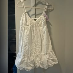 Never Worn Sundress With An Eyelet Material. Future Clothing, White Sundress, Future Clothes, Clothing Inspiration, Wild Fable, Sundress, Cool Outfits, Gloves, White Dress