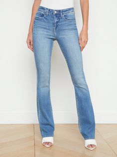 L'AGENCE - Selma High-Rise Bootcut Jean in Alameda Classic Blues, High Rise Bootcut Jeans, Bootcut Jean, Spring Collection, Blue Fabric, Bootcut Jeans, Jeans Fit, Stretch Denim, New Product