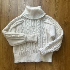 The Best Chunk Knit Sweater Perfect For Fall And Winter Extra Soft Loose Knit With Cable Pattern And Rollable Neck And Sleeves New With Tags! Cable Pattern, Chunky Knit Sweater, Loose Knit, Chunky Knits Sweater, Crochet Sweater, Fall And Winter, A New Day, Chunky Knit, New Day