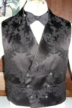 Mens Victorian Double Breasted Vest by SatinShadowDesigns on Etsy Fitted Wedding Vest With Buttons, Fitted Vest With Buttons For Wedding, Sleeveless Vest With Buttons For Wedding, Elegant Wedding Vest With Buttons, Elegant Formal Vest With Buttons, Elegant Groom's Tuxedo With Buttons, Elegant Groom's Tuxedo, Elegant Black Tie Vest, Elegant Sleeveless Vest For Black Tie Events