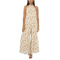 This MSK jumpsuit features a wide leg, halter neck, and neutral print. This flowy jumpsuit is effortlessly chic but sure to turn heads. Machine Washable. Size: XL.  Color: Off-White.  Gender: female.  Age Group: adult. Floral Print Halter Neck Jumpsuit For Vacation, Chic Flowy Floral Jumpsuits And Rompers, Chic Flowy Jumpsuits And Rompers With Floral Print, Floral Print Halter Neck Jumpsuits And Rompers For Spring, Spring Floral Print Halter Neck Jumpsuits And Rompers, Floral Print Halter Neck Jumpsuits For Spring, Chic Floral Print Halter Neck Jumpsuit, Spring Floral Print Halter Neck Jumpsuit, Chic Halter Neck Jumpsuit With Floral Print