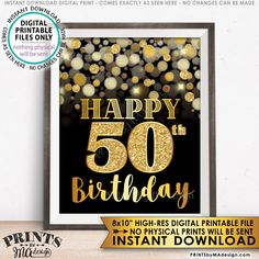 a black and gold happy 75th birthday poster