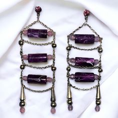 New On Card. Silver Tone Chain Ladder Dangle Earrings With Purple Crystal Lizety Swarovski Element Barrel Stones. Ladder Earrings, Tarina Tarantino, Ar Accessories, Purple Crystal, Purple Crystals, Walker Boots, Earrings Color, Fit N Flare Dress, Rain And Snow Boots